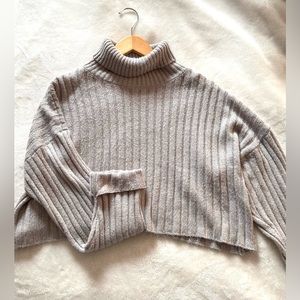 Gray Turtleneck Sweater Oversized